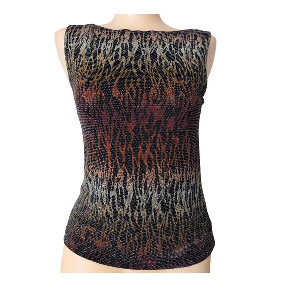 Vintage Y2K Metallic Ombré Shimmer Tank Top Women Large Whimsigoth Club Stretch - Picture 1 of 6